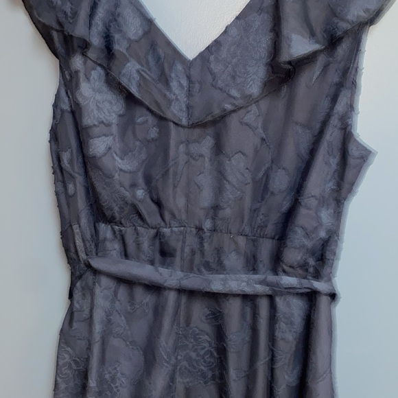 NWT GRACE KARIN WO SIZE XL NAVY BLUE BELTED FLORALDESIGN RUFFLES FAUX WRAP DRESS - Picture 12 of 13